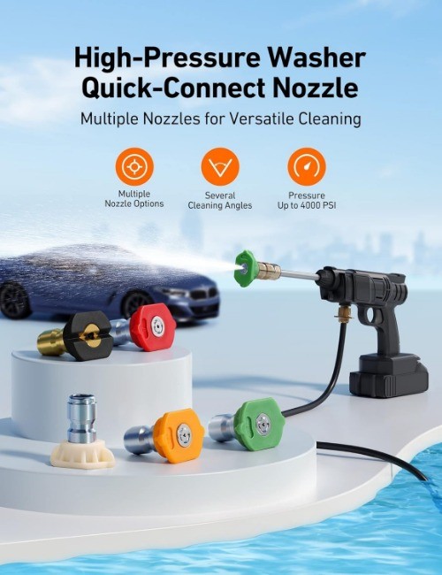 Pressure Washer Nozzle Tips 5-Pack with 5 Spray Angles, 1/4" Quick Connector, Fi gallery