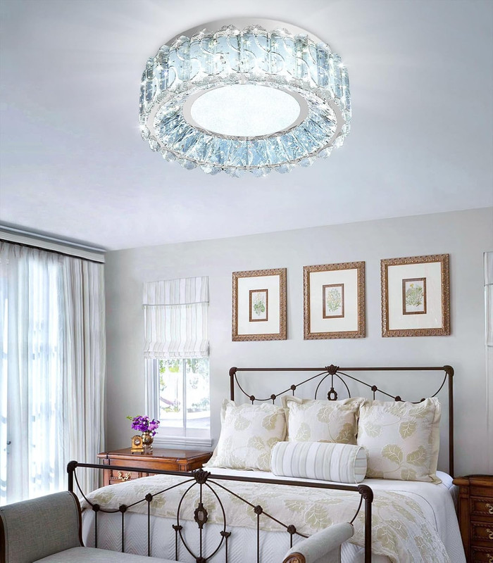 Dimmable 12" Crystal LED Chandelier Flush Mount Light for Bedroom & Hallway gallery