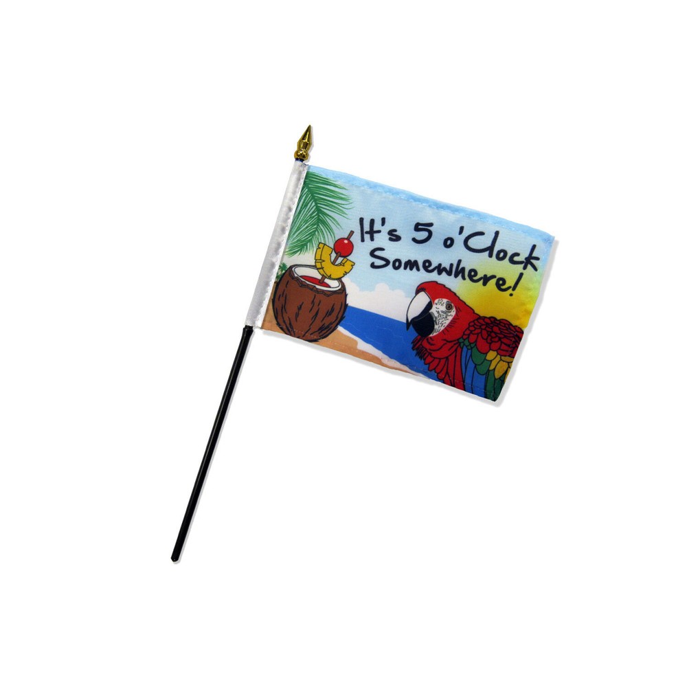 1 Dozen It's 5 O'Clock Somewhere Flags 4x6in Stick Margaritaville Drinking Flag