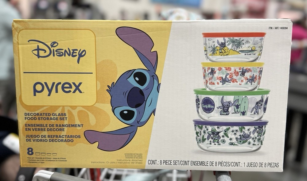 Pyrex ~ Lilo & Stitch ~ Decorative Glass Food Storage Set ~ 8 Pcs ~ 2025 NIB