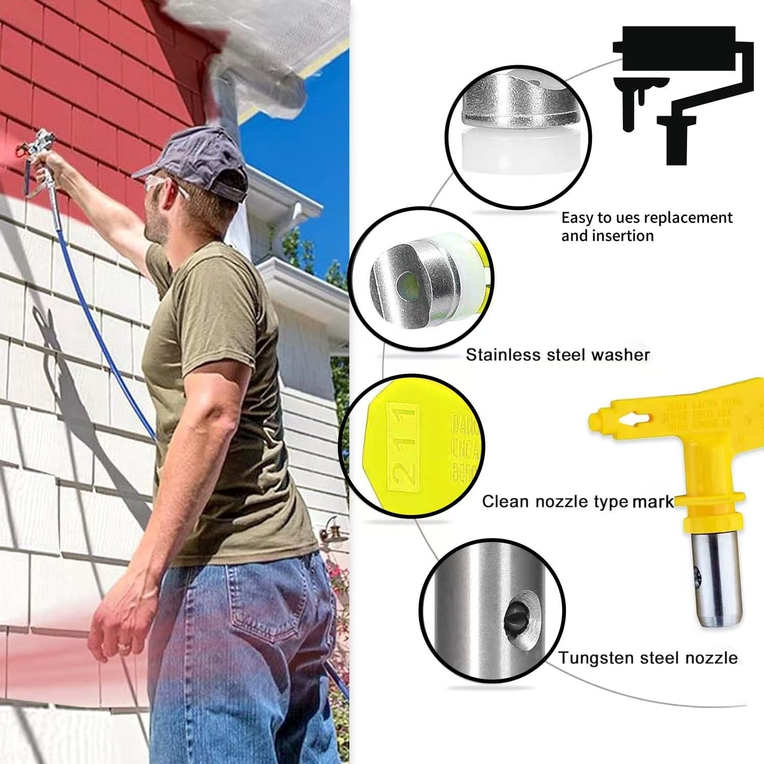 6 Pieces Airless Paint Sprayer Tips Set - 211, 313, 415, 515, 517, 6 nozzles gallery