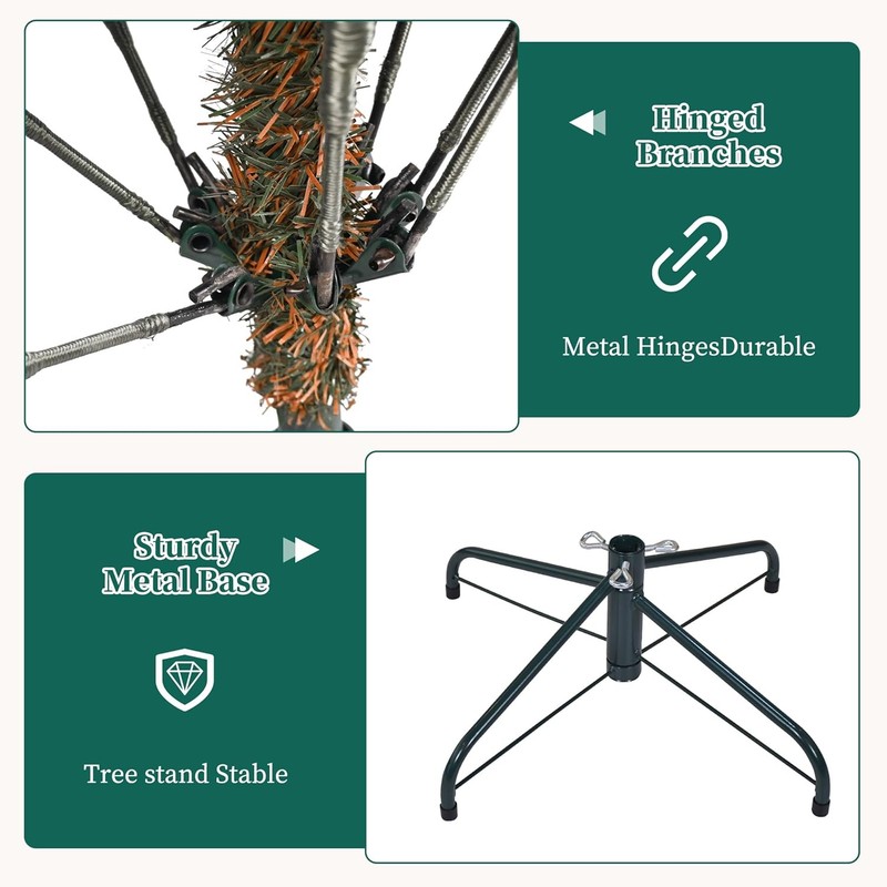 7FT Artificial Spruce Christmas Tree - 2518 PE&PVC Branch Tips - Metal Stand gallery