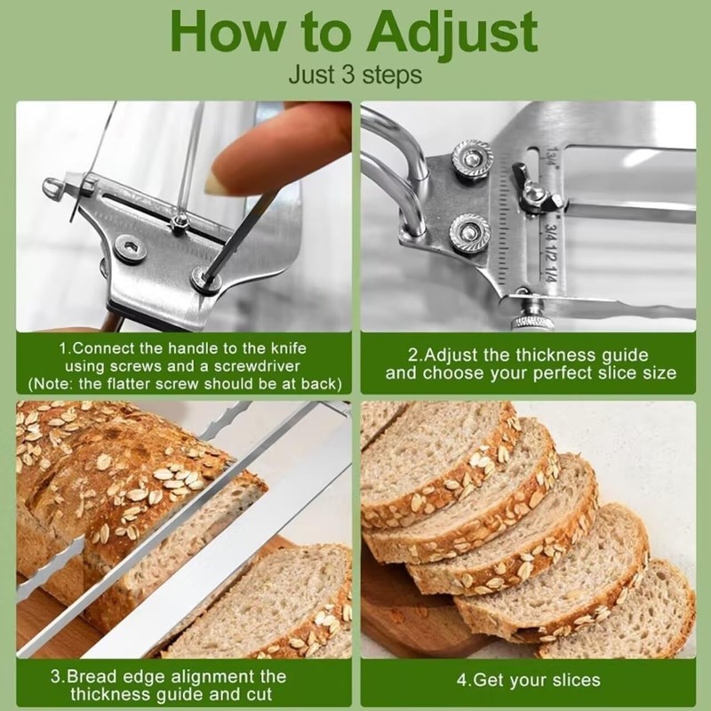 Adjustable Bread Slicer for Homemade Bread - Upgrade Manual Sourdough Bread Knif gallery