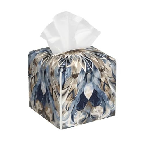 Modren Tissue Box Cover Square Leather Tissue Case Holder Gray Blue Beige Art gallery
