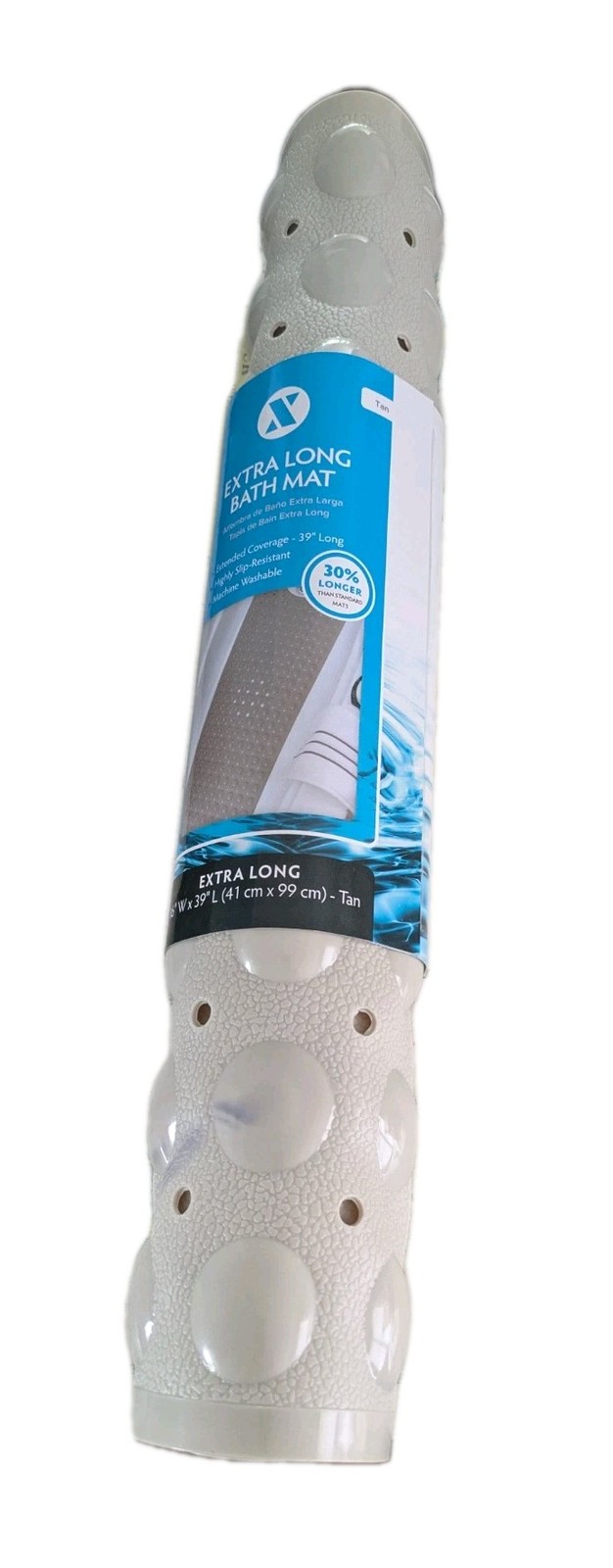 SlipX Solutions Extra Long Bath Mat Tan 16" x 39" Non-Slip 200 Suction Cups NWT gallery
