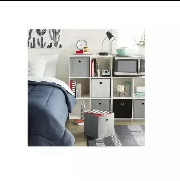 Room Essentials 11" Fabric Cube Storage Bin Black Case of 6 gallery