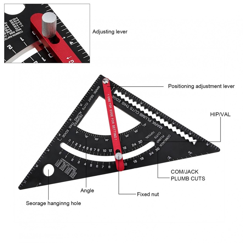 7" Positioning Adjustable Angle Triangle Ruler Carpenter Square Woodworking Tool gallery