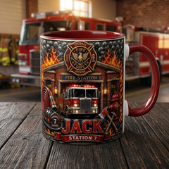 Personalized Firefighter Mug Custom Name Fire Department Coffee Cup Gift