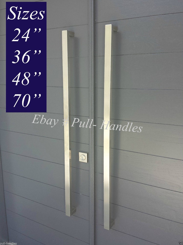 Entry Door Pull Handle push Square Long stainless steel Modern Entrance Glass
