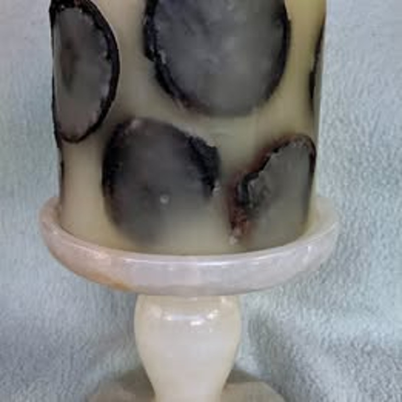 Pottery Barn POMANDER Botanical Pillar Candles Set 2 Brand New 4" x 5" 60 hrs ea gallery
