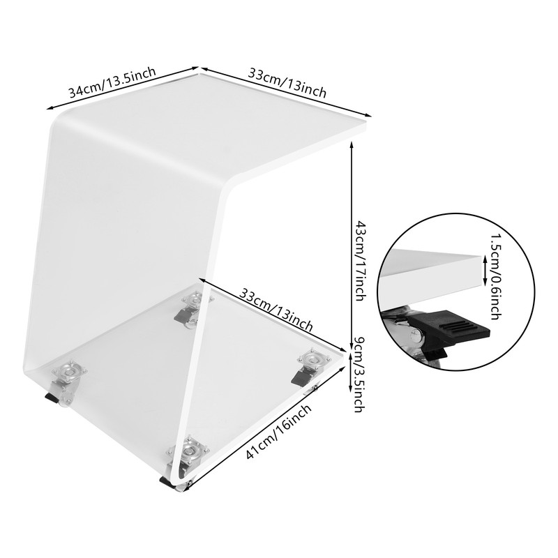 Acrylic Side Table Mobile C-Shaped End Table Clear Snack Rolling Cart 20kg max. gallery