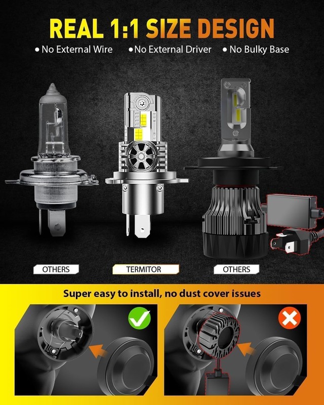 Termitor H4 9003 HB2 LED Headlight Bulbs 6500K Cool White 2 Pack gallery