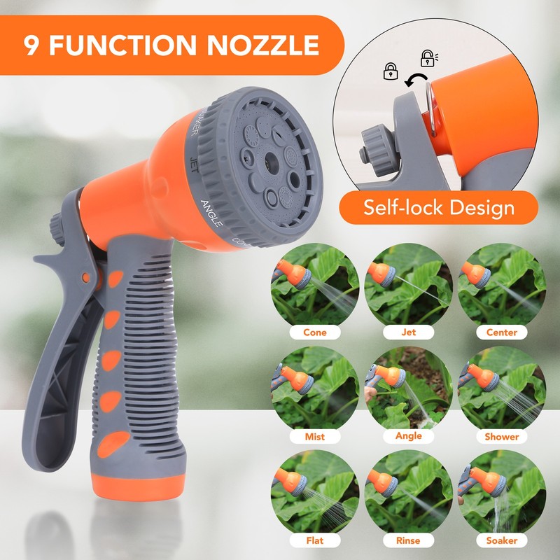 1/2 in x 100 ft Wall Mounted Retractable Water Hose Reel with 9 Sprayer Nozzle gallery
