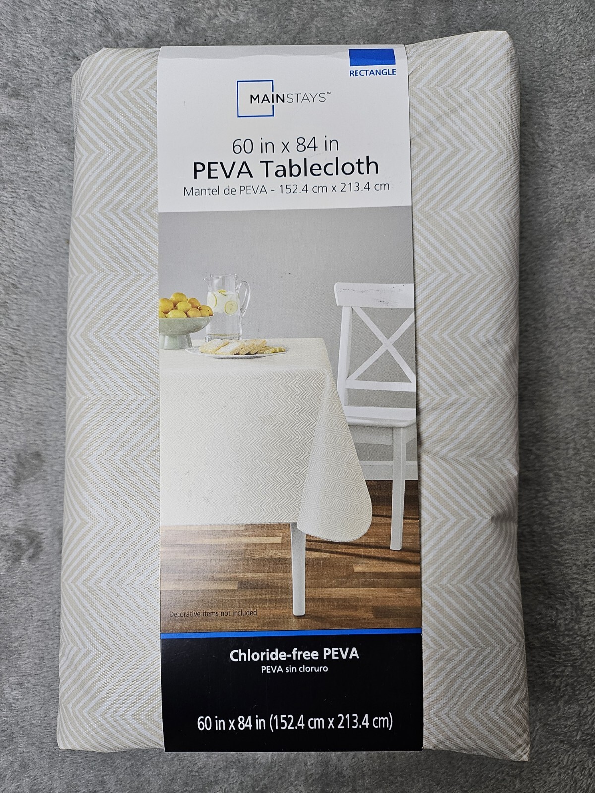 Mainstays Peva Tablecloth 60" x 84" Cream Herringbone - New gallery