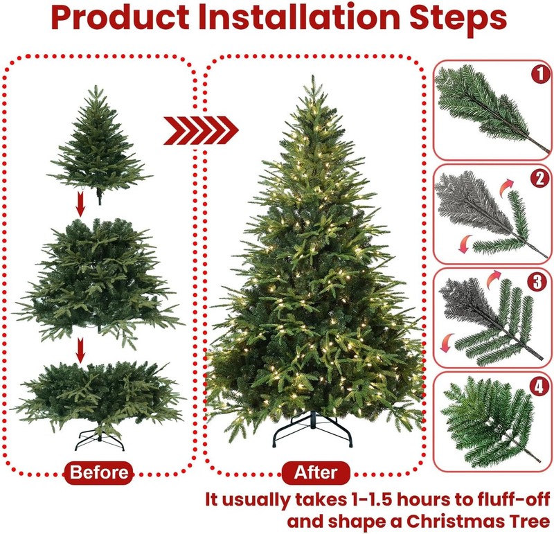 7.5ft Prelit Artificial Christmas Tree & 3348 PE/PVC Tips 400 Lights home decor gallery