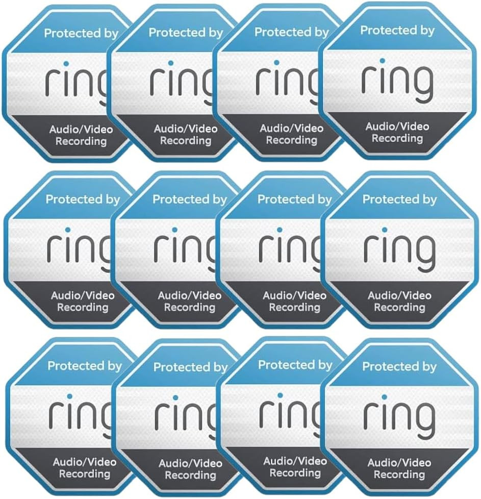 12 Pack Ring Security Stickers，Double Sided HD Printed Waterproof Security Decal gallery