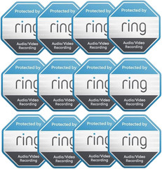12 Pack Ring Security Stickers，Double Sided HD Printed Waterproof Security Decal