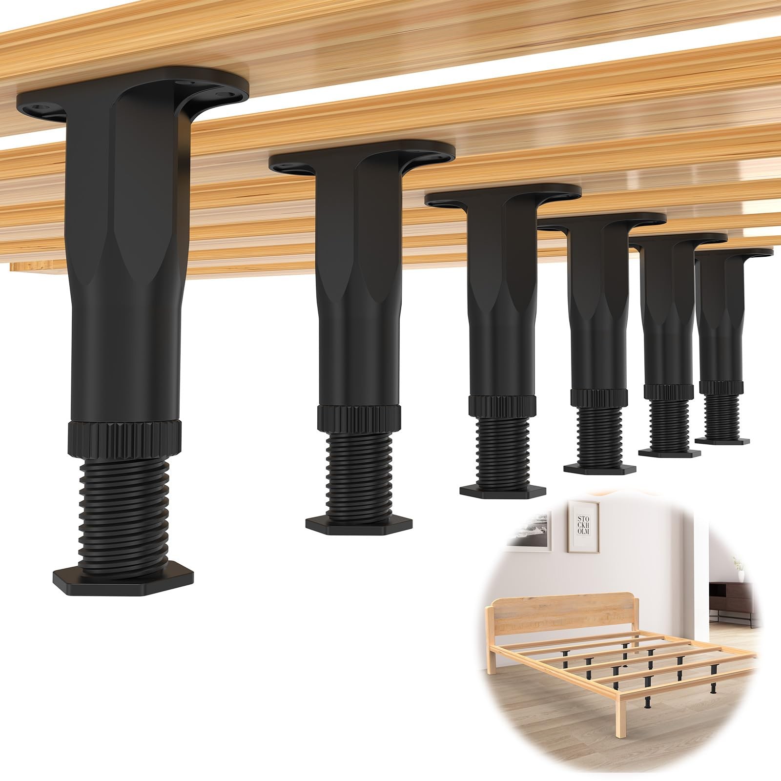 6 PCS Adjustable Height 8.314.5 Inch Replacement Bed Slat Support Legs Queen gallery