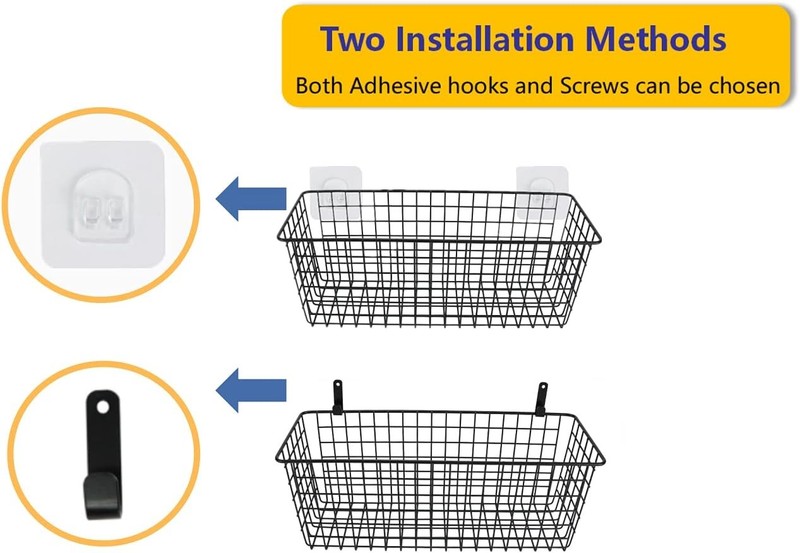 3 Set [Extra Large] Hanging Wall Baskets ,Wire Basket For Storage gallery