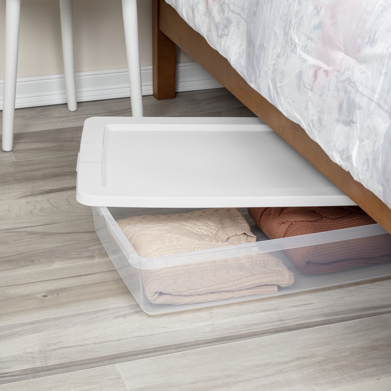 Storage Bin, 41 Quart Clear Plastic Storage Container with Lid, White gallery
