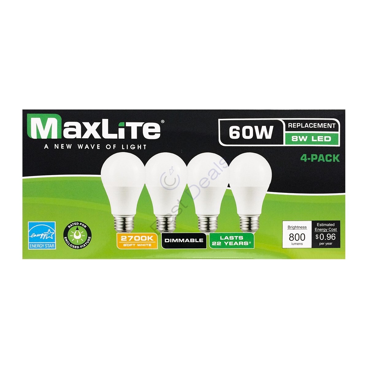 96 Pack Maxlite 60W Equivalent LED Light Bulb Soft White 2700K A19 E26 Dimmable gallery
