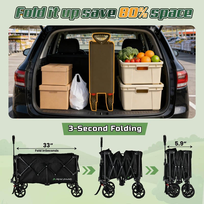 Wagons Carts Foldable,Collapsible Wagon with Wheels,450LBS Heavy Duty Beach W... gallery