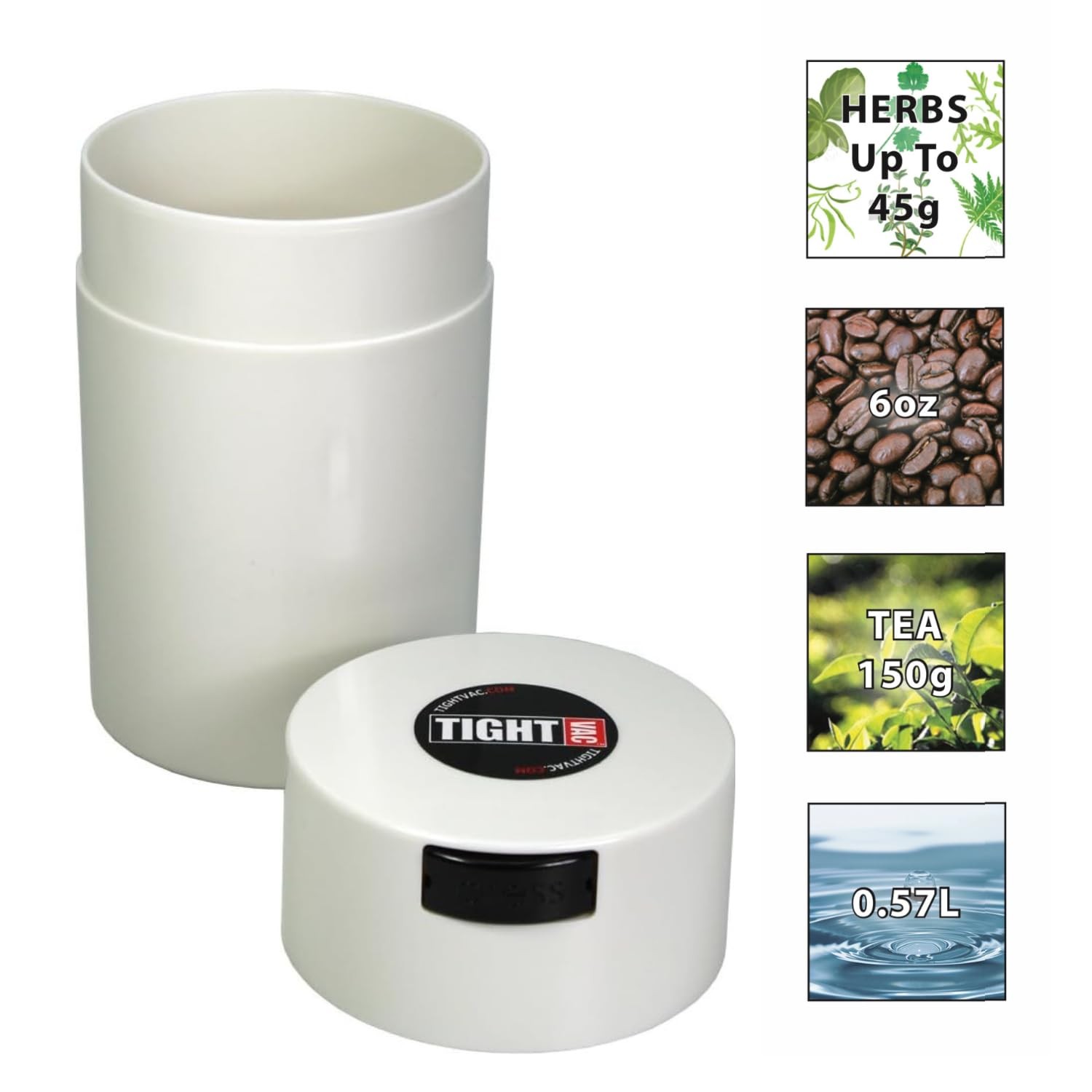 Airtight Container Patented Multi-Use Vacuum Smell Proof 1 oz to 6 Ounce White gallery