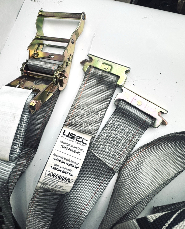 12-Pk USCC 2ft Fixed End 2" x 12ft E-Track Ratchet Strap Gray gallery