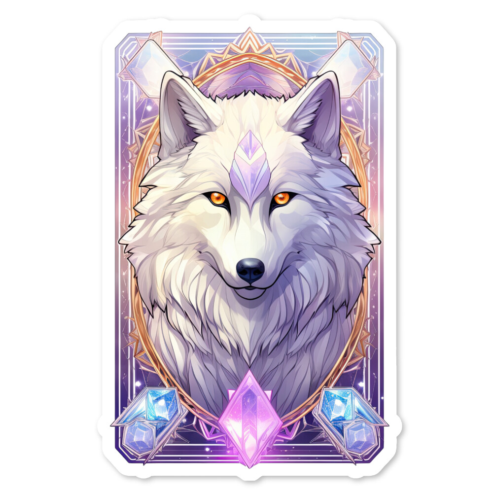 Crystal Wolf Sticker, Scrapbook, Water Bottle, Laptop, Collectible, 2 sizes gallery