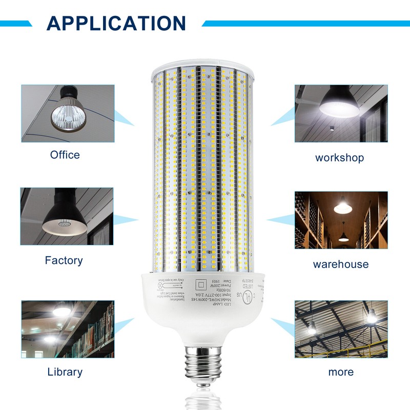 200W LED Corn Bulb 28,000 Lumens E39 Base Warehouse High Bay Light Fixture 6000K gallery