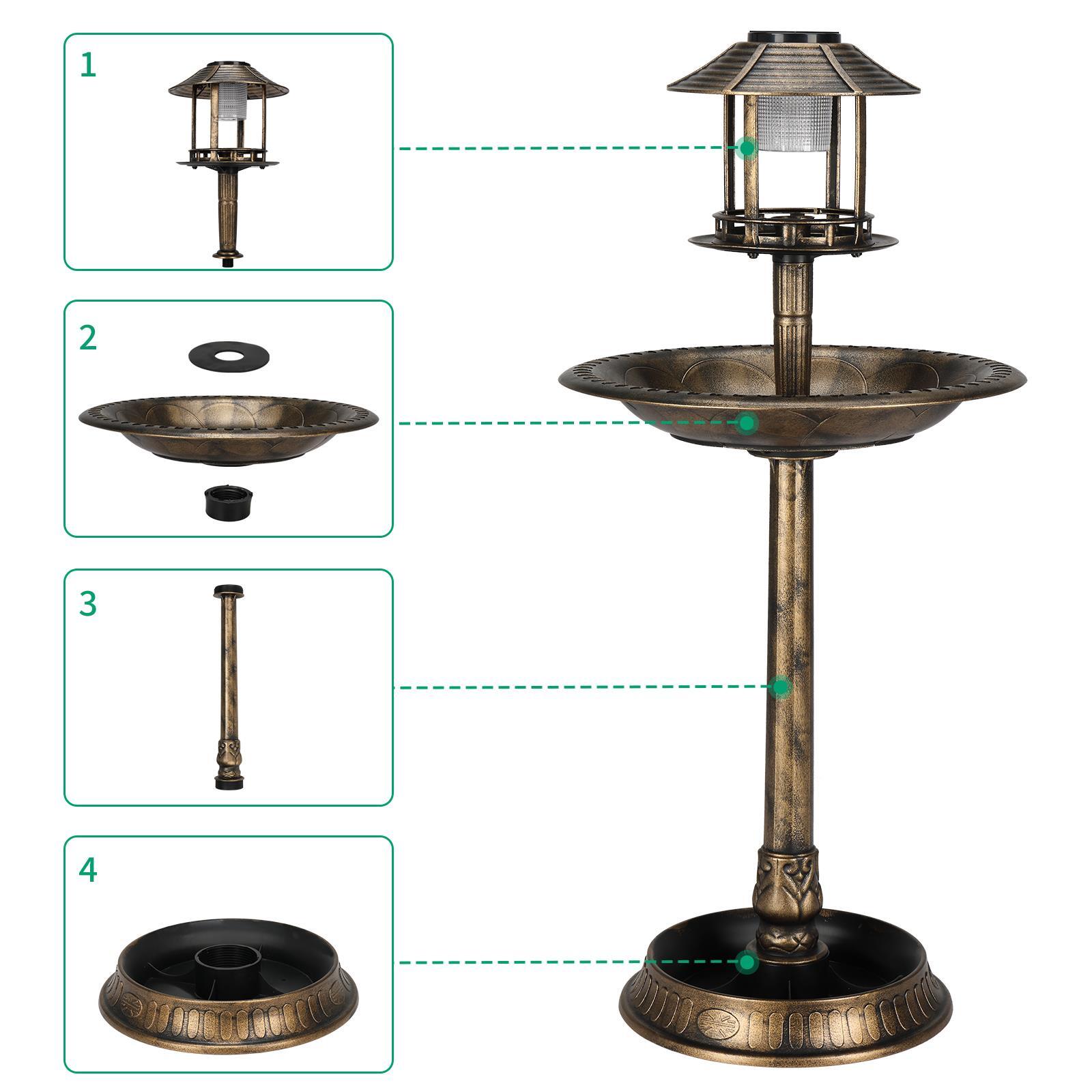 42" H Plastic Round Bird Bath with Solar Light & Sturdy Base for Outdoor Garden gallery