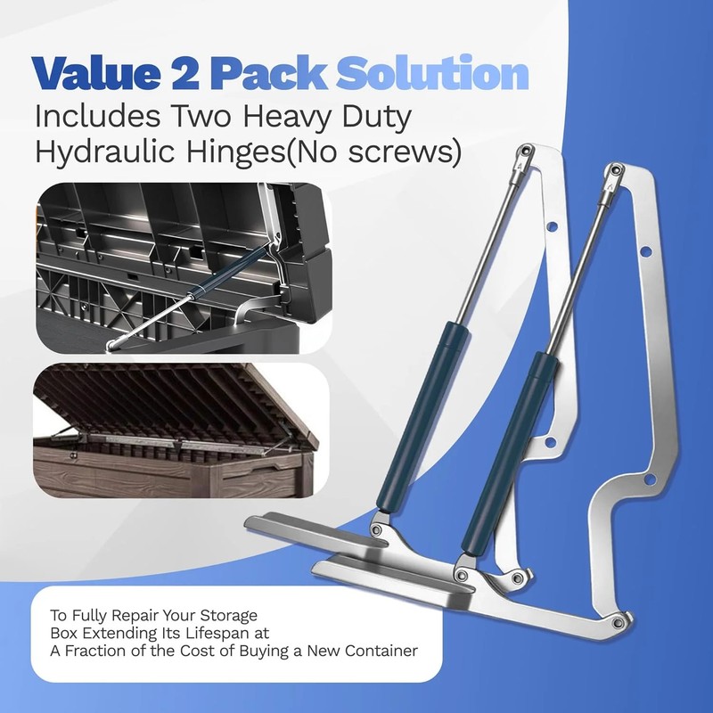 2 Pack Deck Box Hinge Replacement for Keter Outdoor Storage Box Made of Galvaniz gallery