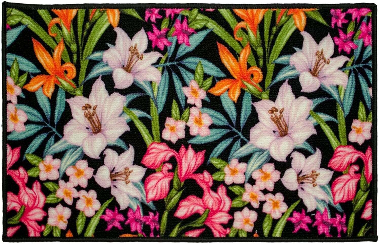 PRINTED EGYPTIAN NYLON RUG (nonskid latex back)(20"x30") FLORAL GARDEN,rec, KH gallery