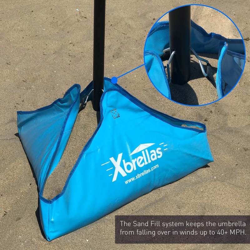 Xbrella - Wind Resistant Beach Umbrella – Sand Base - 7.5’ Round, Patent Pending gallery