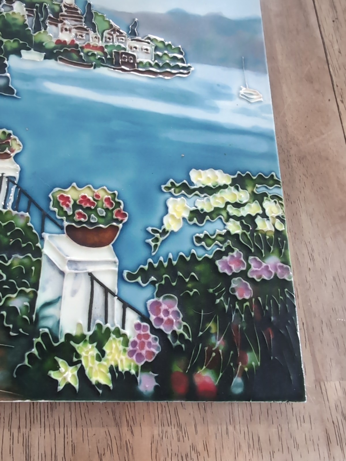 ceramic tile mural backsplash. Corinth villa terrace Sea View 14 X 11 Felt Back gallery