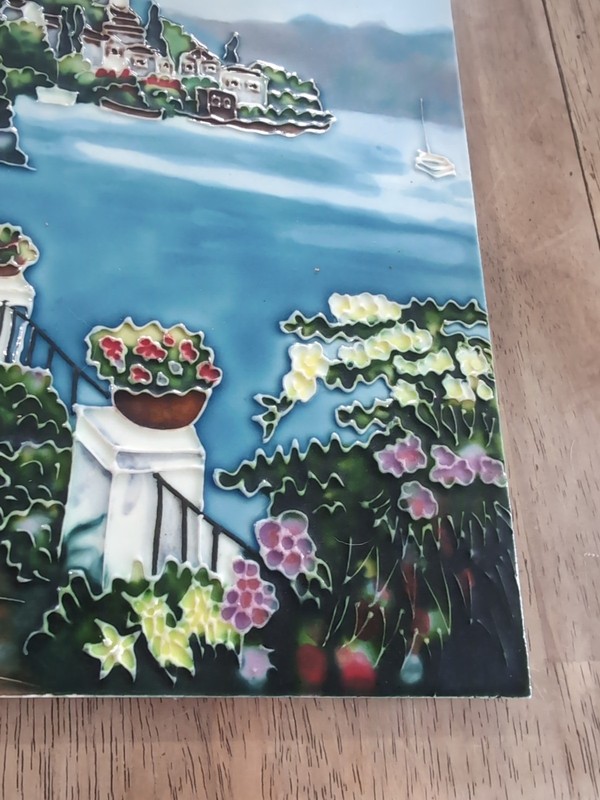 ceramic tile mural backsplash. Corinth villa terrace Sea View 14 X 11 Felt Back gallery