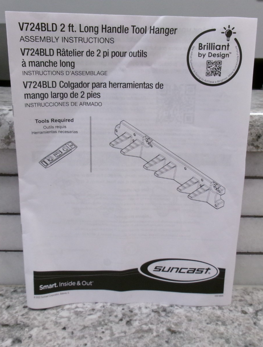 Suncast Long Handle Tool Hanger Assembly Instructions Manual gallery