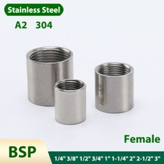 Round Female Thread Connector A2 Stainless Steel 304 Fittings BSP Straight Pipe
