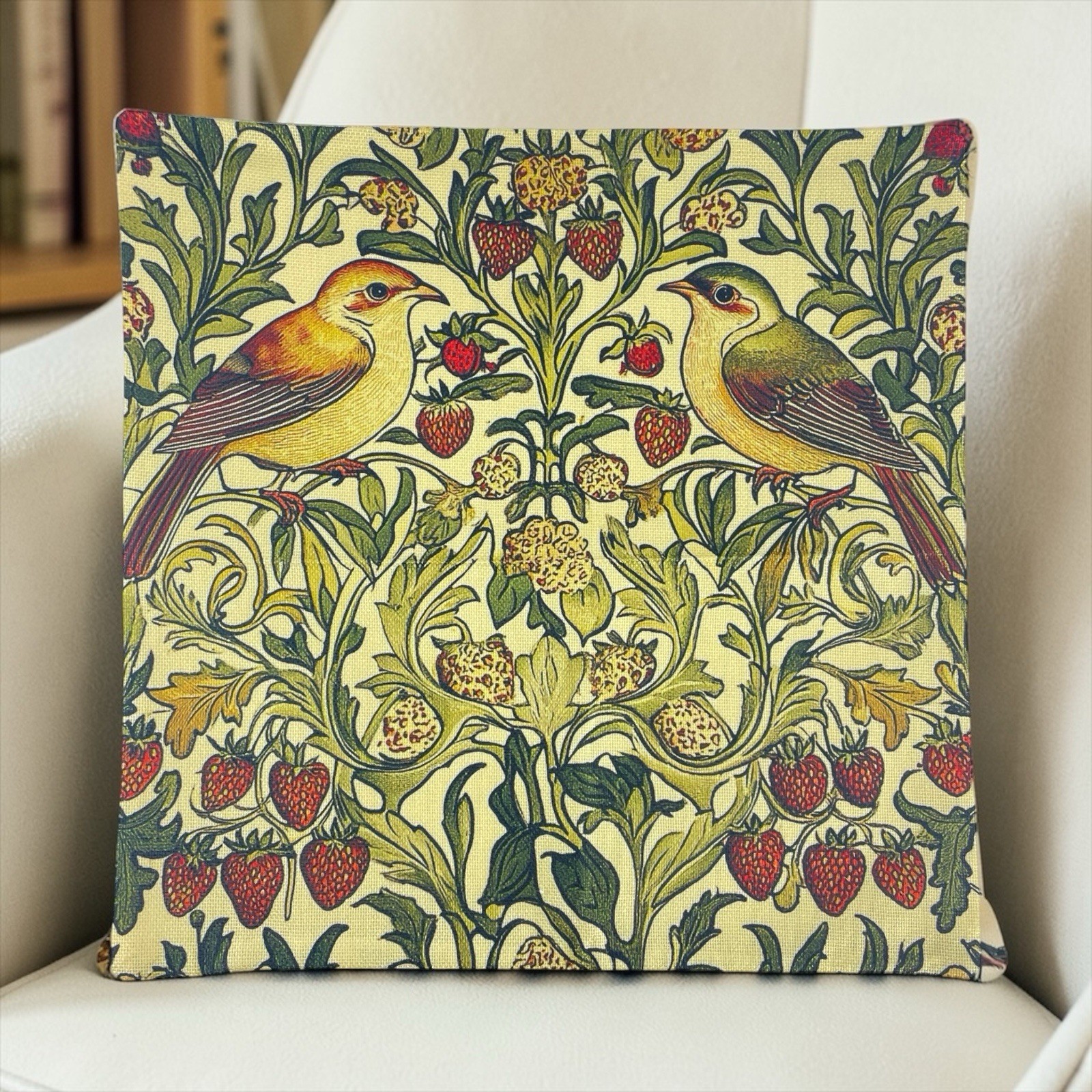 William Morris Abstract Floral Bird Design Throw Pillow Cover Home Decor 18"x18” gallery