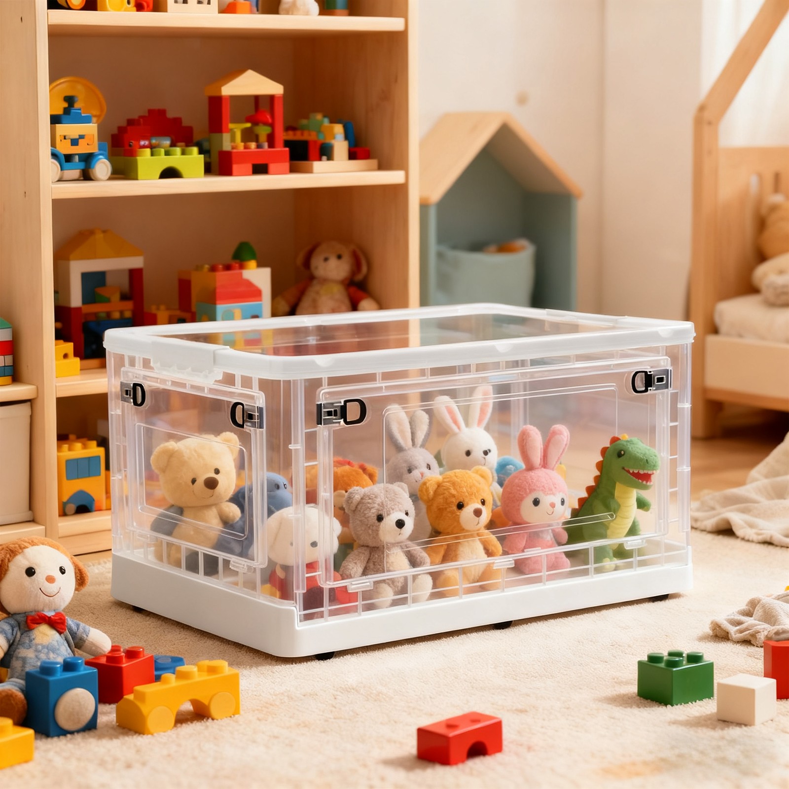Foldable Storage Bins with Lids Clear Plastic Storage Box for Closet Organizer gallery