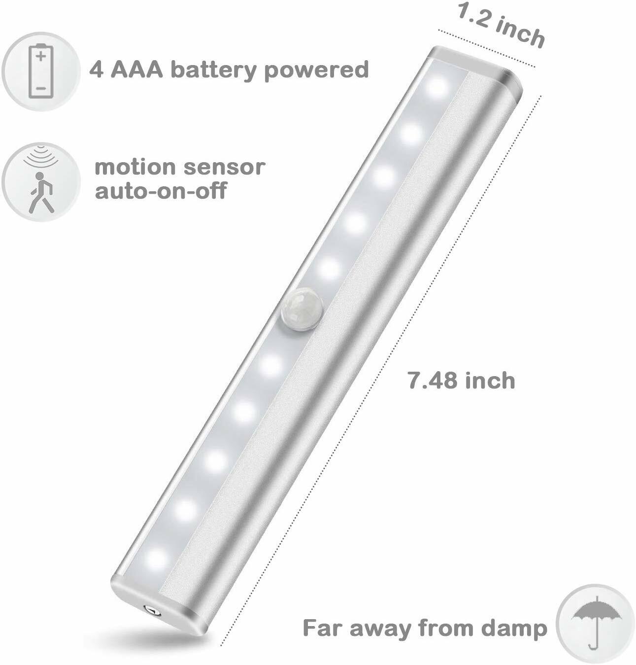 Wireless Under Cabinet Lighting LED Motion Sensor Battery Operated Closet 4pack gallery