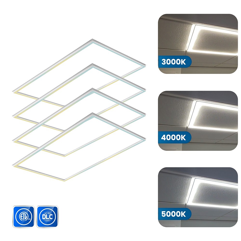 LED 2x4 Edge Lit Panel Adj 40-60W & CCT 3K-5K, 7500Lm 100V-277V Pack of 4 gallery