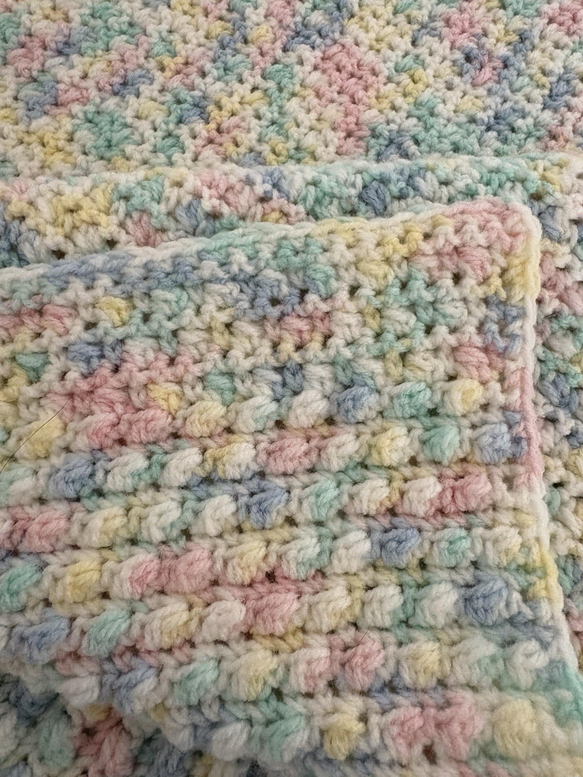 Multicolor Crochet Crib Blanket, Rectangular Unisex Baby 28 x 32 in gallery