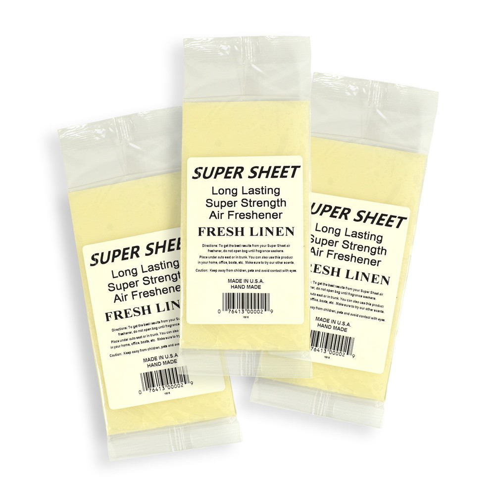 Jenray Super Sheet (7.5"x3.75") Under Seat Car Air Freshener, 3PK (Fresh Linen)