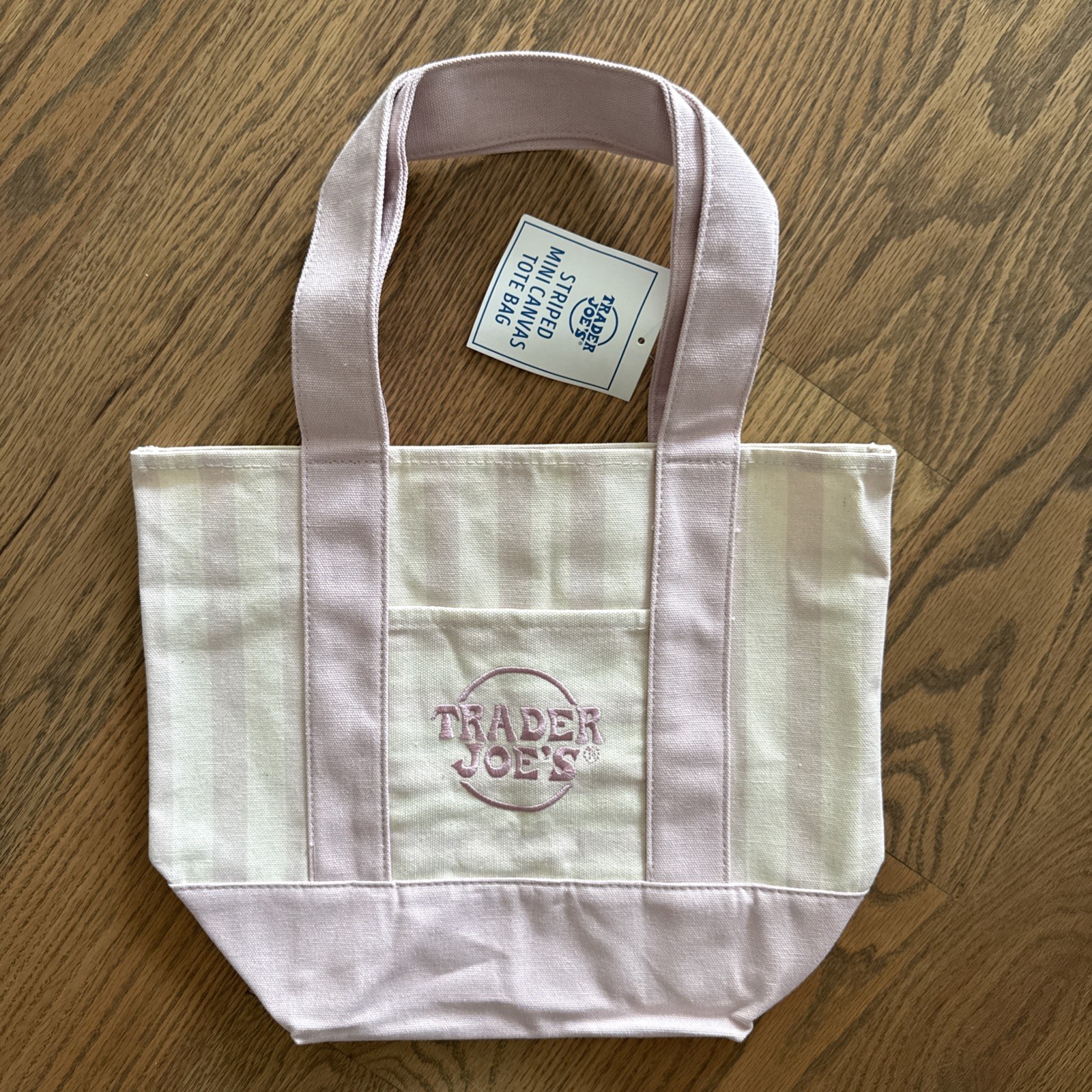 Trader Joe’s 2026 Stripe Mini Tote Set 4 Pink Blue Green Tan NWT New Lot! gallery