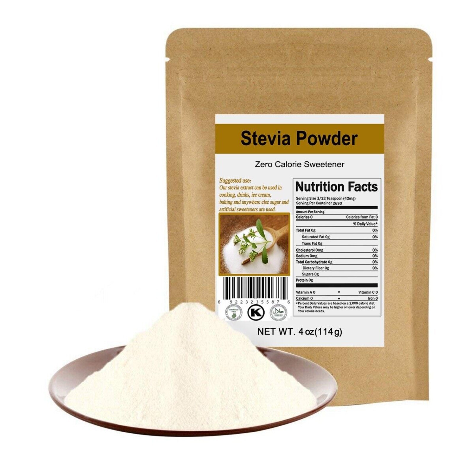 4oz CCnature Premium Stevia Powder Extract Leaf Sweetener 0 Cal Sugar Substitute gallery