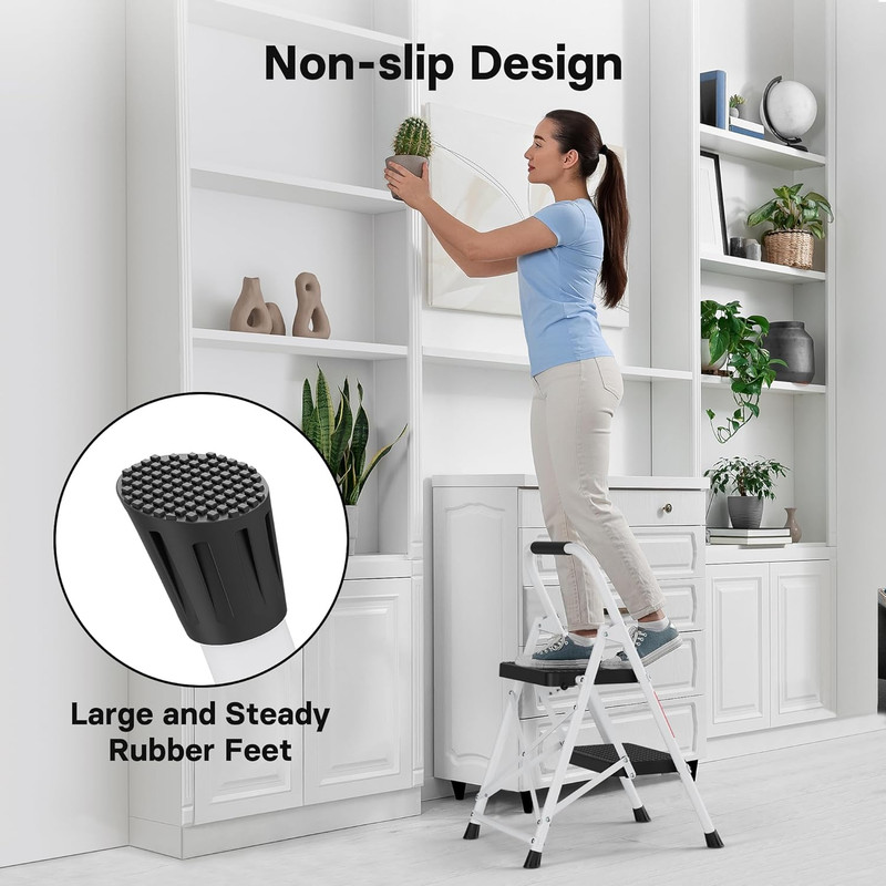 2-Step Ladder, Folding Step Stools for Adults with Wide Anti-Slip Pedals, Max Lo gallery