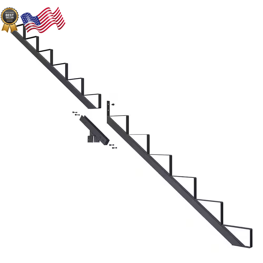 12 Step Steel Stair Riser Stringer And Connector Kit In Matte Black FREE SHIP gallery
