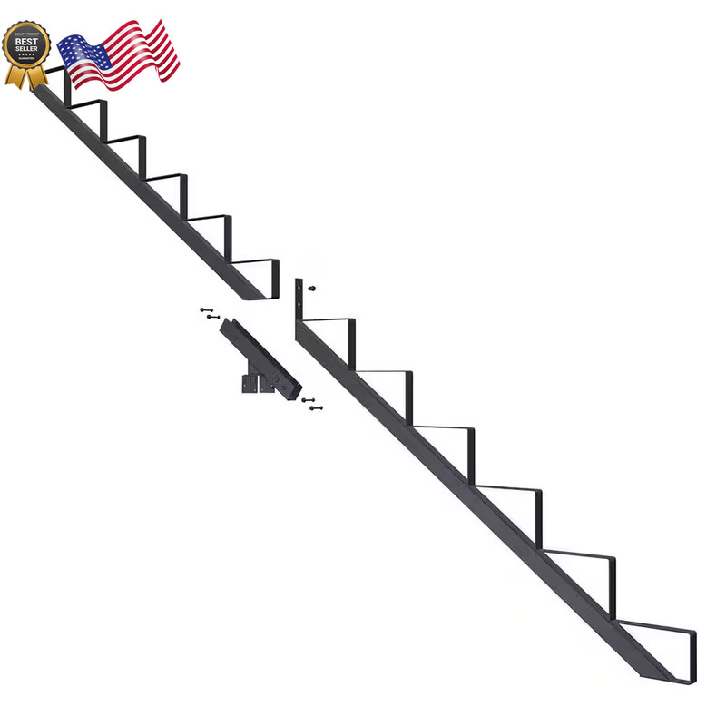 12 Step Steel Stair Riser Stringer And Connector Kit In Matte Black FREE SHIP gallery
