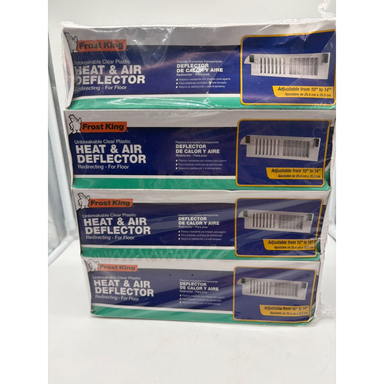 Frost King 4 Pack Heat & Air Deflector Clear Unbreakable Adjustable 10"-14" NEW gallery